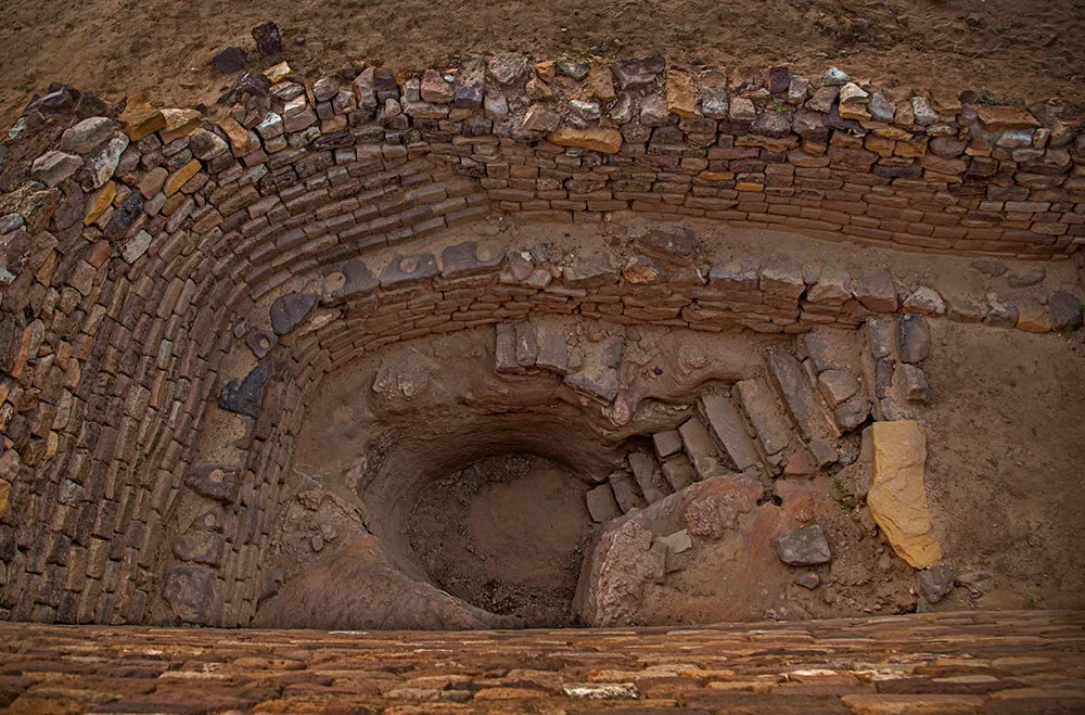 A reservoir with stairs and beautiful architectural design at Dholavira Site Kutch Gujarat.